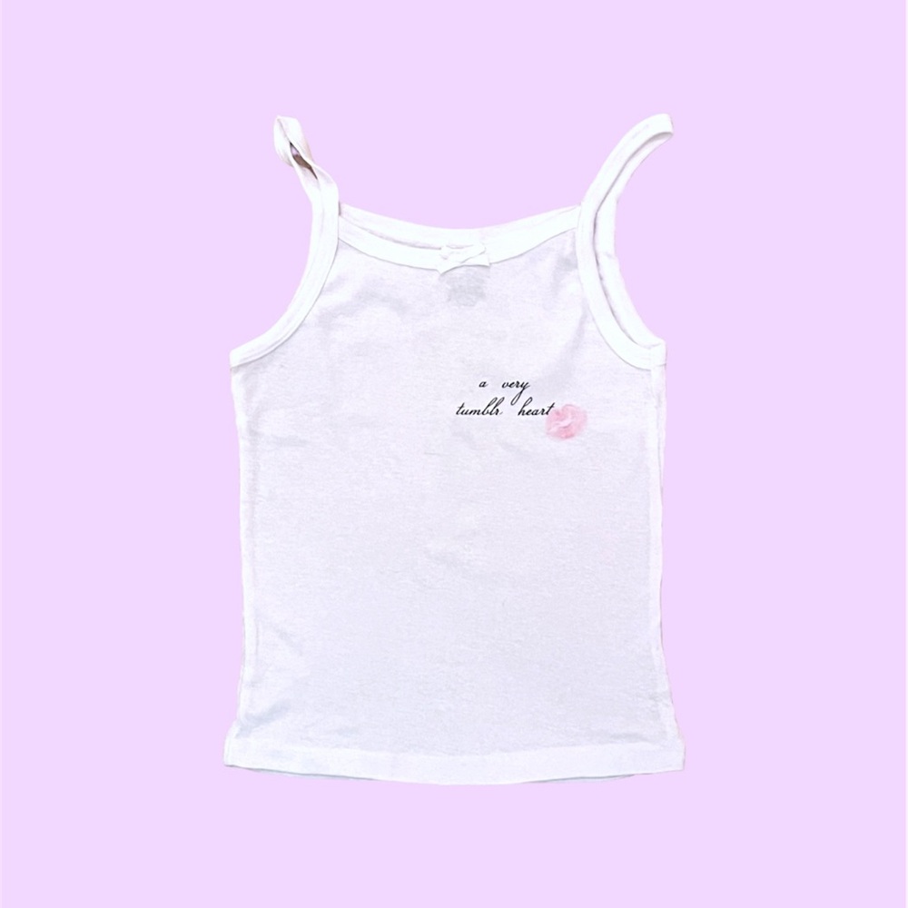 a very tumblr heart white camisole